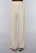 Beige Elastische Glitter Broek