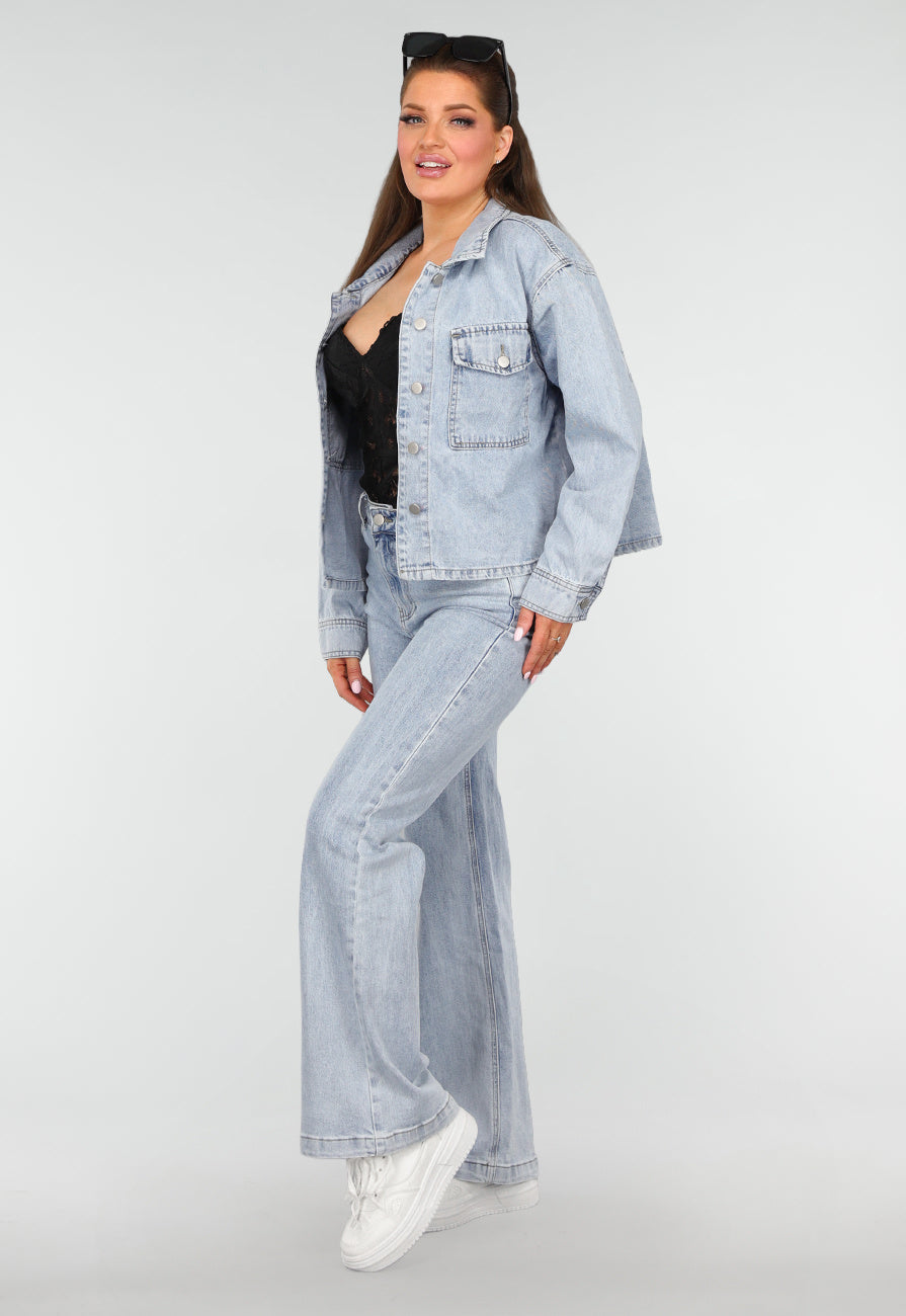Redial Jeans  Denim Blouse met Wassing en Borstzakken