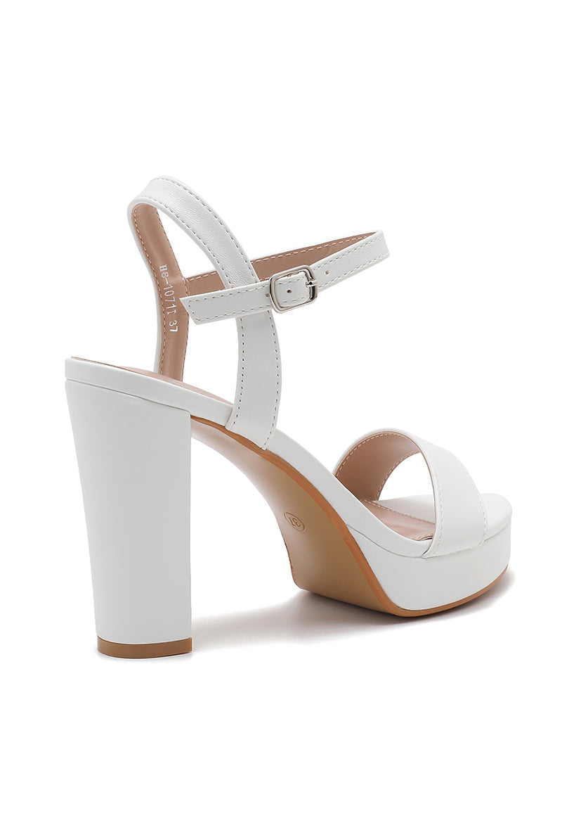 Witte Plateau Sandaletten met Blokhak