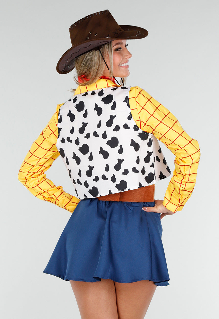 Cowgirl Kostuum met Geruite Blouse Gilet en Rode Bandana