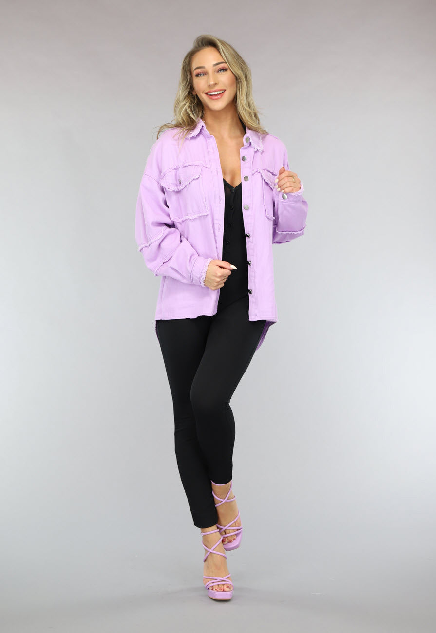 Lila Spijker Blouse met Ruffle Afwerking