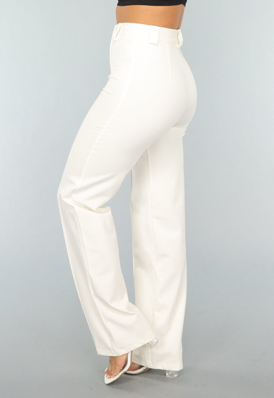Rechte Aansluitende Offwhite Pantalon met Stretch