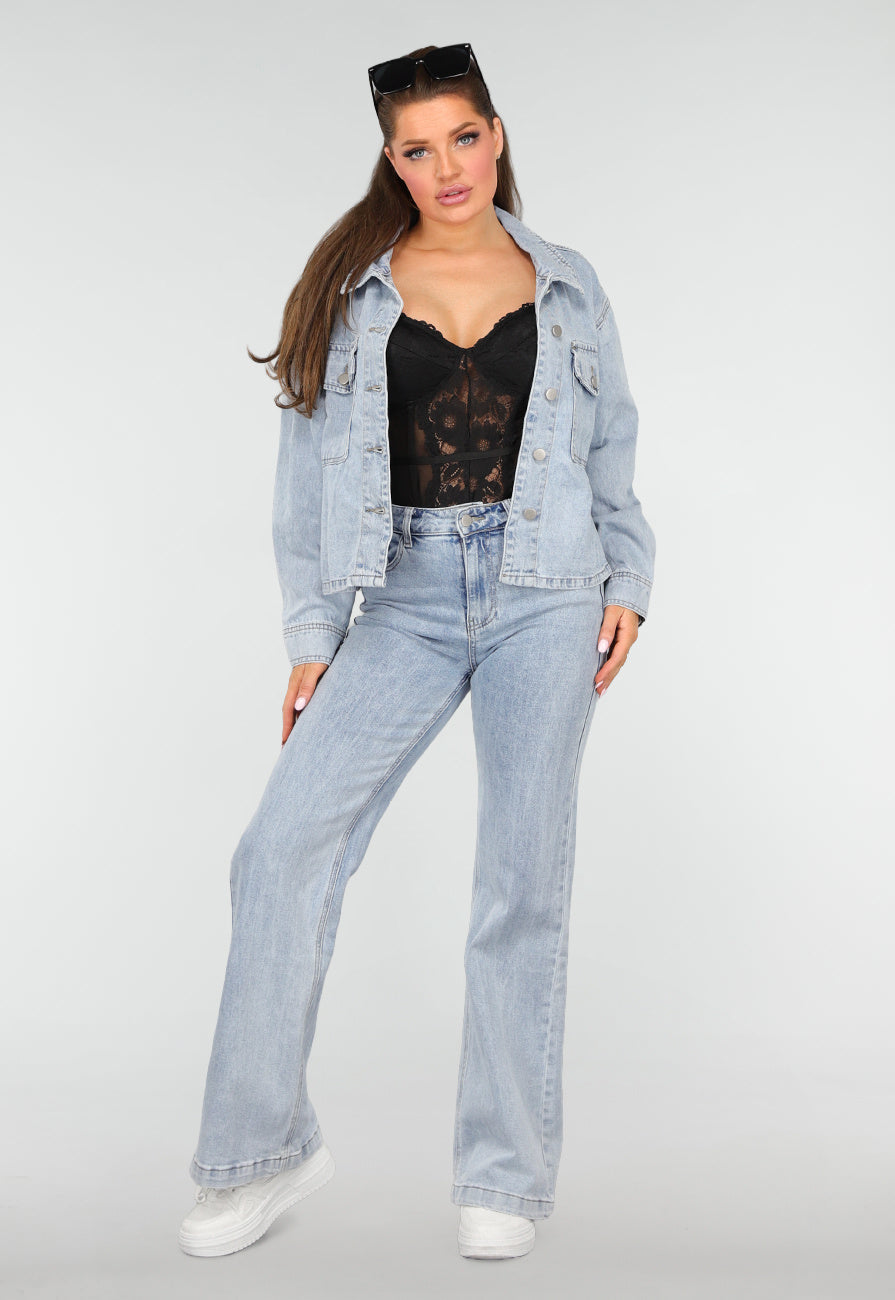 Redial Jeans  Denim Blouse met Wassing en Borstzakken