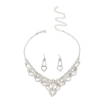 Zilveren Glamour Strass Sieraden Set
