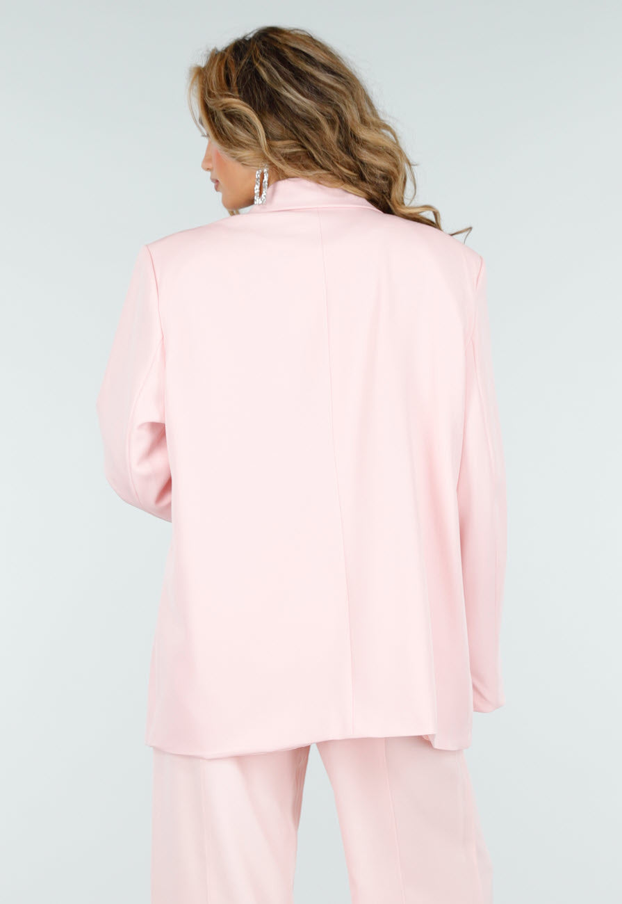 Lichtroze Oversized Asymmetrische Blazer