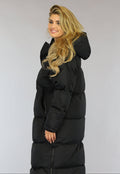 Zwarte Gewatteerde Lange Oversized Winterjas