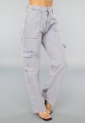 Rechte Denim Cargo Jeans met Hoge Taille