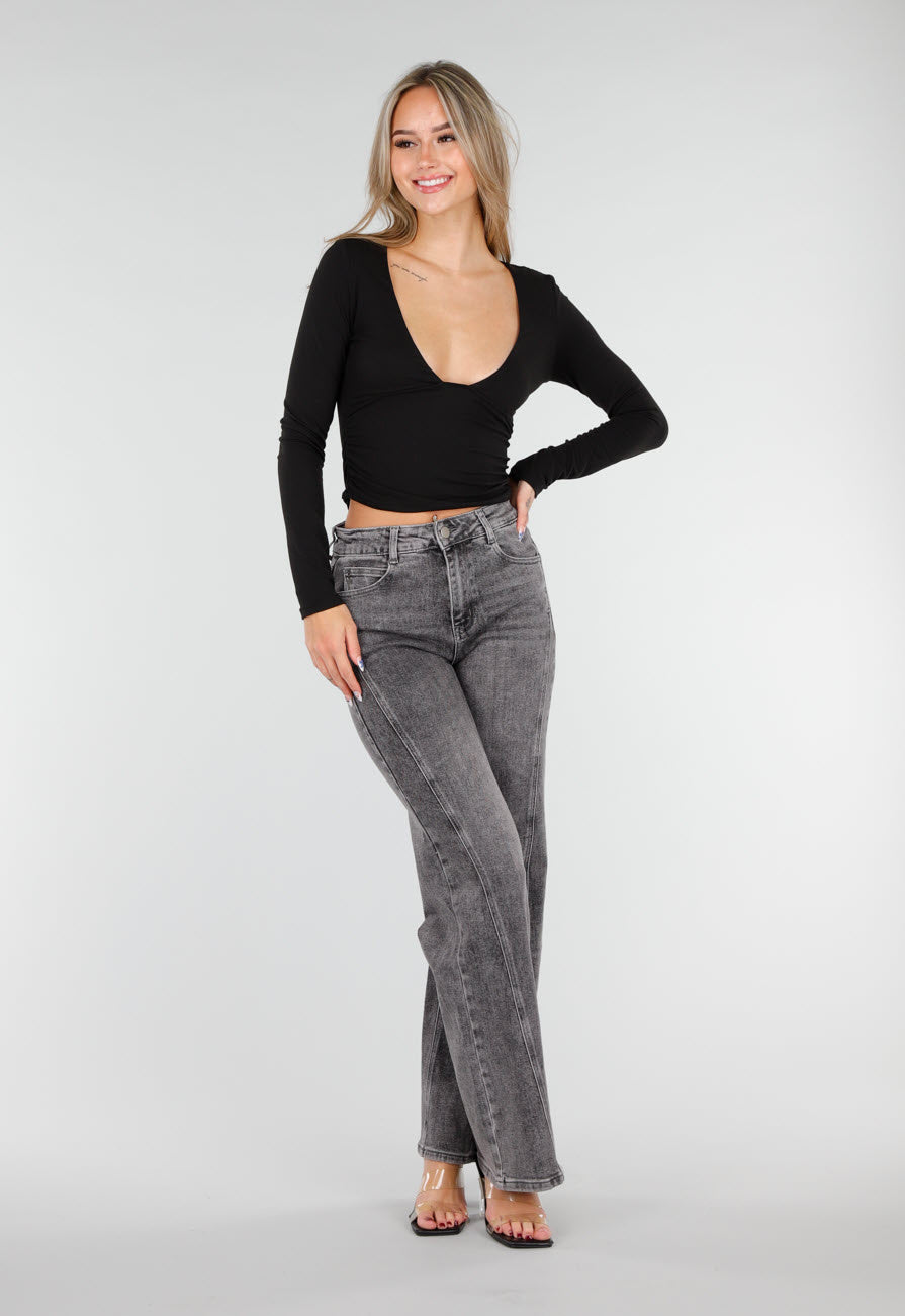 Redial Jeans  Grijze Straight Leg Jeans met Rechte Pijpen en Subtiele Wassing