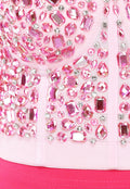 Lichtroze Bustier met Roze Steentjes